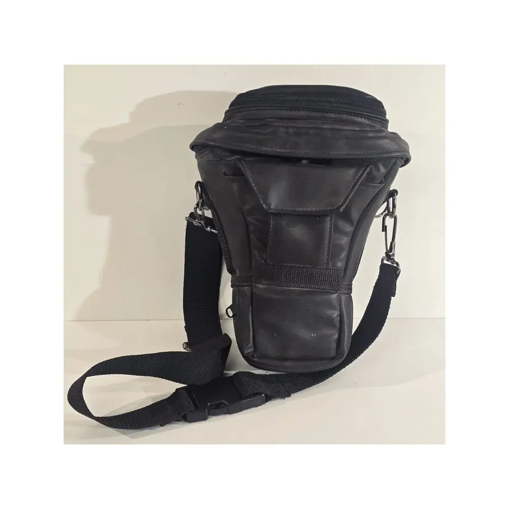 Vintage Black Camera Lens Carry Case – Padded Top-Load Holster Bag